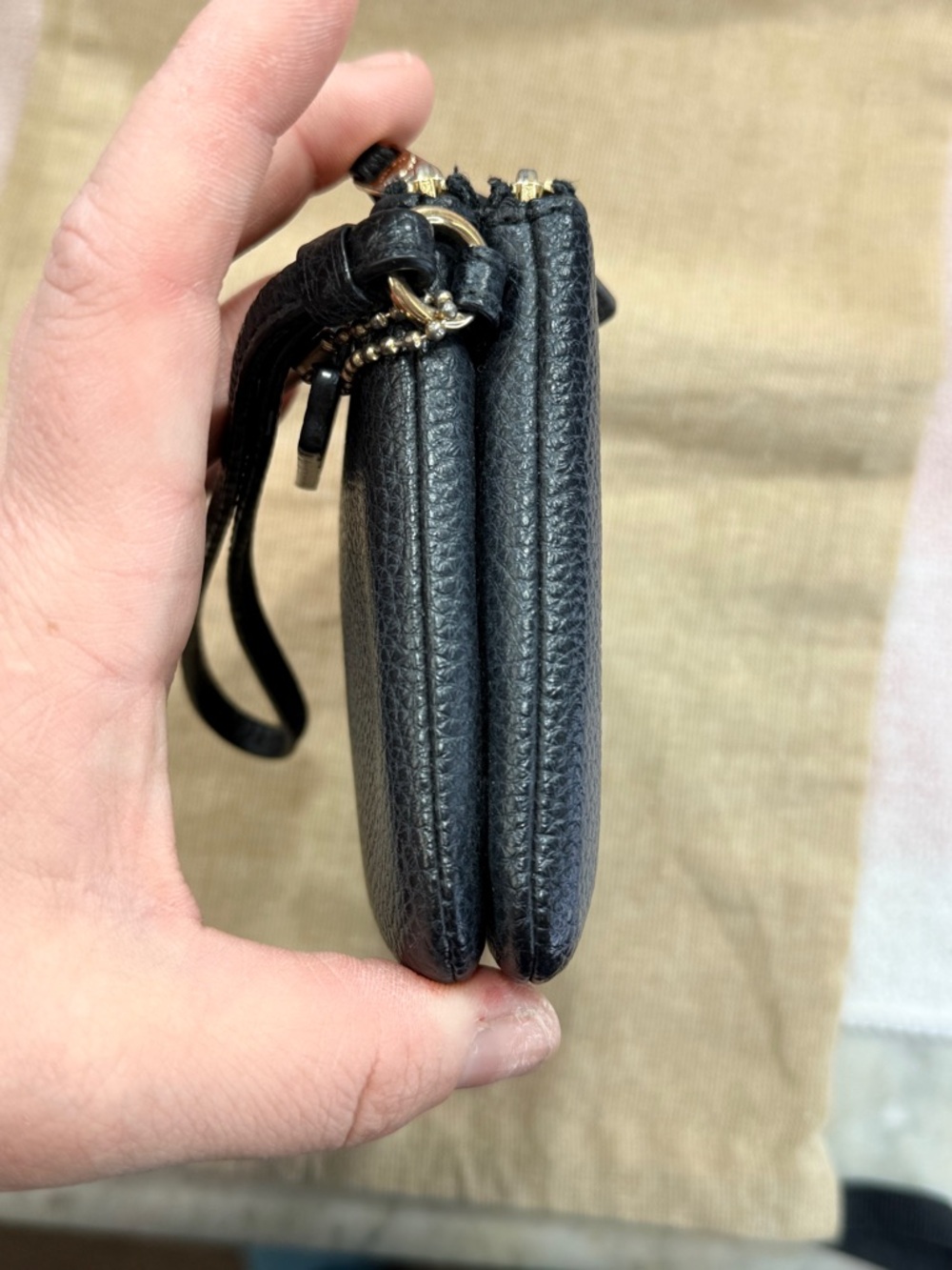 Coach Black Pebbled Leather Dbl Zip Wristlet - Picture 6 of 9